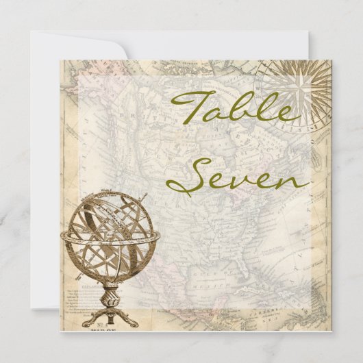 Numéro de table de carte vintage (Devant)