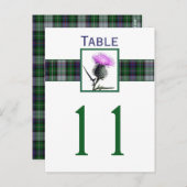 Numéro de table de chardon de Tartan blanc, violet (Devant / Derrière)