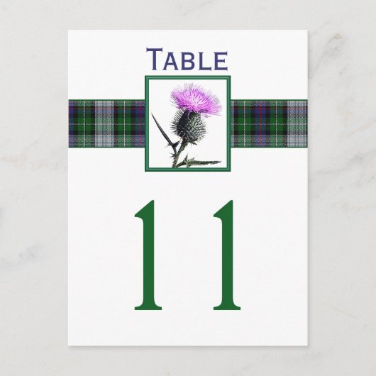Numéro de table de chardon de Tartan blanc, violet (Devant)