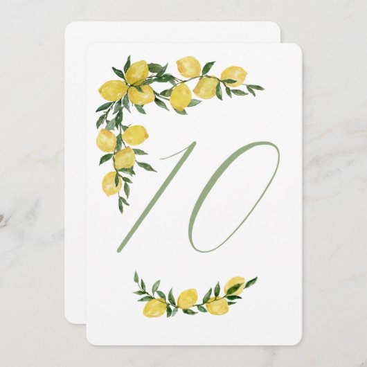 Numéro de table de citron (Devant / Derrière)