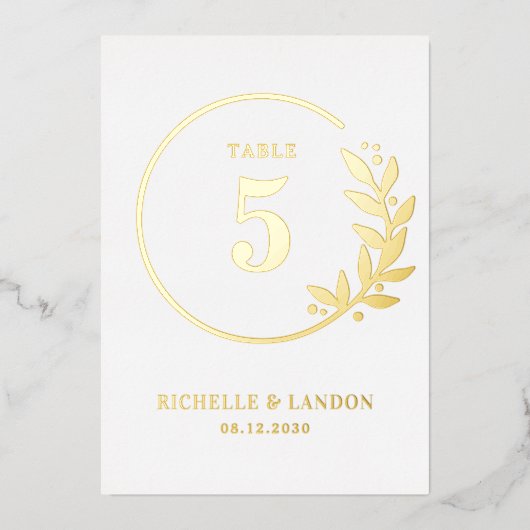 Numéro de table de couleur modifiable FOIL Wreath  (Recto)