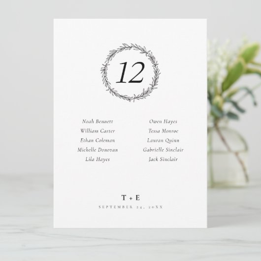 Numéro de table de couronne rustique et nom du Mar (Debout devant)