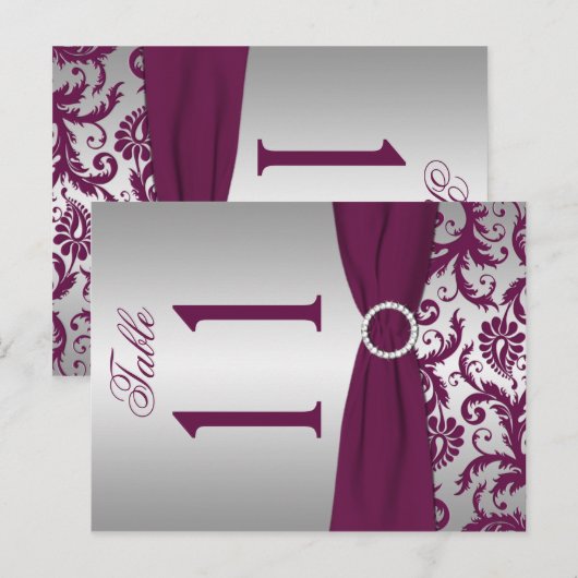 Numéro de table de Damas à deux côtés de prune et  (Devant / Derrière)