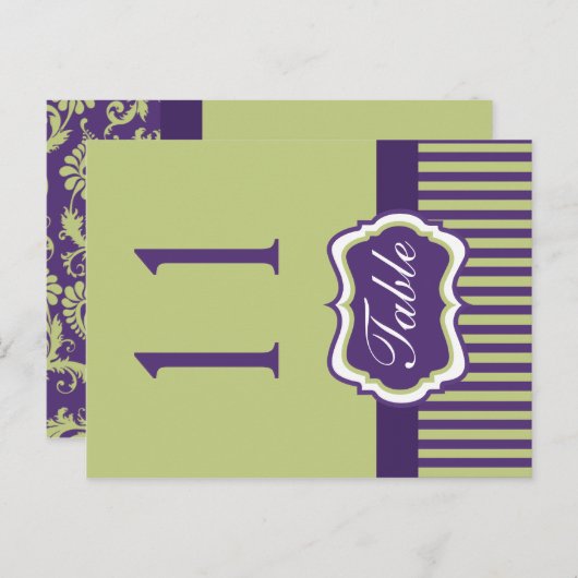 Numéro de table de deux côtés pourpre et vert Dama (Devant / Derrière)