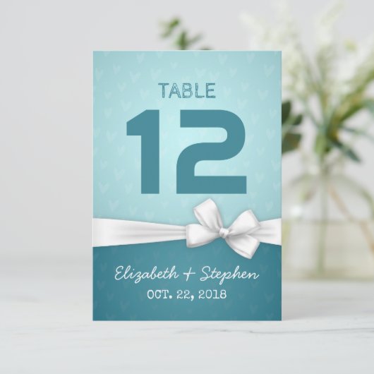 Numéro de table de disposition de mariage ruban bl (Debout devant)