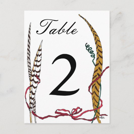 Numéro de table de faisan d'automne Carte pour la (Devant)