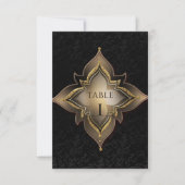 Numéro de table de fête chic exotique noir or (Devant)