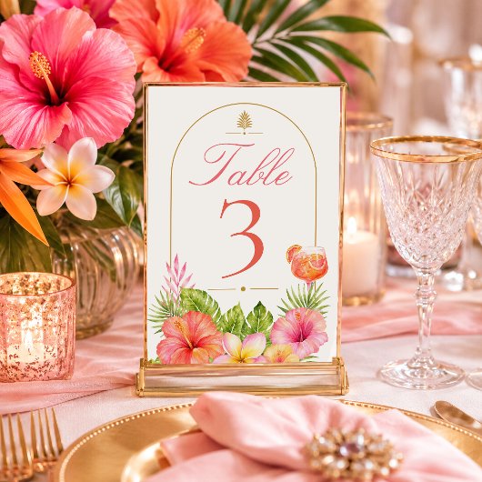 Numéro de table de fete de mariage tropicale