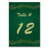 Numéro de table de fête de Noël vert et or (Dos)