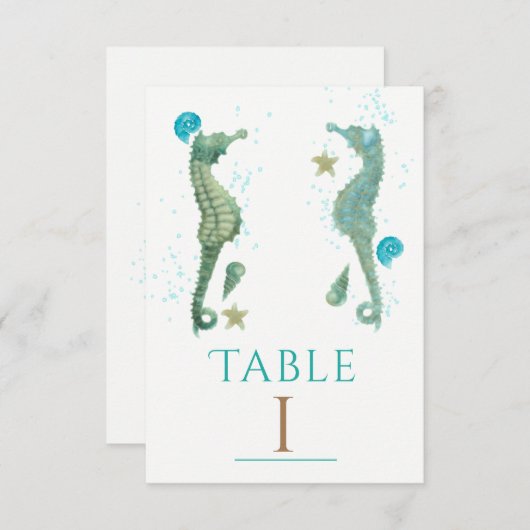 Numéro de table de fête de plage à l'aquarelle Deu (Devant / Derrière)