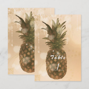 Numéro de table de fête élégant Glam Golden Pineap