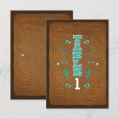 Numéro de table de fête en cuir marron rustique oc (Devant / Derrière)