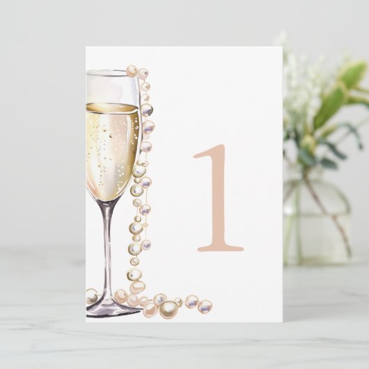 Numéro de table de fête prénuptiale Perles et Pros (Debout devant)