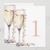 Numéro de table de fête prénuptiale Perles et Pros (Devant / Derrière)