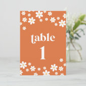 Numéro de table de fête prénuptiale rétro orange m (Debout devant)