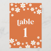 Numéro de table de fête prénuptiale rétro orange m (Devant)