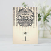 Numéro de table de fête rayé de cirque vintage (Debout devant)