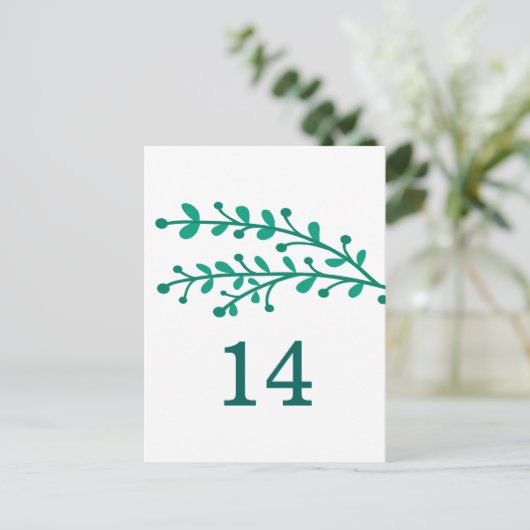 Numéro de table de feuillage simple vert (Debout devant)
