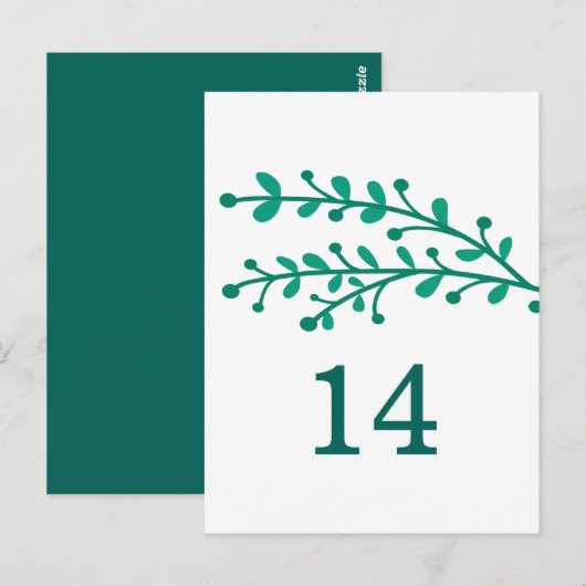 Numéro de table de feuillage simple vert (Devant / Derrière)