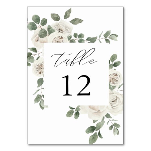 Numéro de table de fleurs molles blanches (Dos)