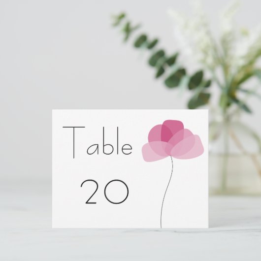 Numéro de table de fleurs simples Carte postale (Debout devant)