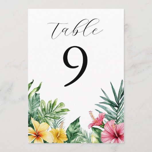 Numéro de table de fleurs tropicales à l'aquarelle (Dos)