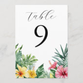 Numéro de table de fleurs tropicales aquarelles (Dos)