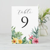 Numéro de table de fleurs tropicales aquarelles (Debout devant)