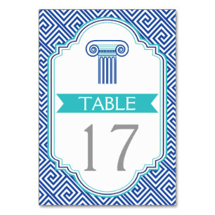 Numéro de table de la clé et de la colonne en grec
