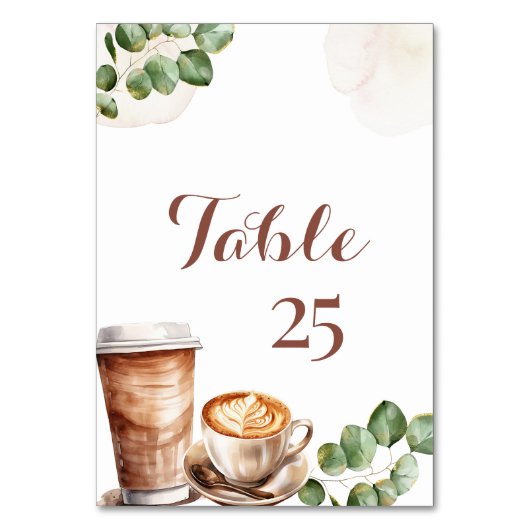 Numéro de table de la douche de mariée Coffee Love (Par défaut)