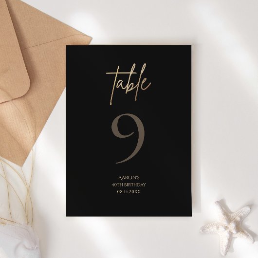 Numéro de table de la fête d'anniversaire des 40 a