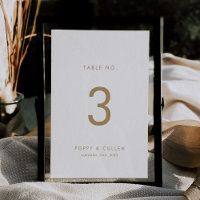 Numéro de table de la typographie or chic
