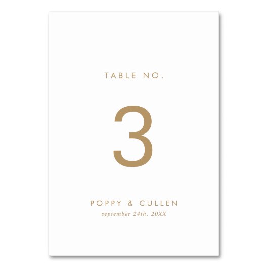 Numéro de table de la typographie or chic (Par défaut)