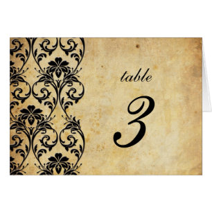 Numéro de table de la Vintage Mariage damassé noir