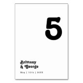 Numéro de table de lettres rétro moderne (Dos)
