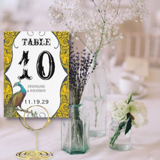 Numéro de table de l'oiseau d'amour Navy et Moutar