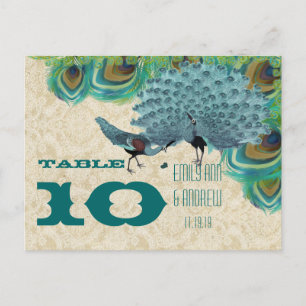 Numéro de table de l'oiseau d'amour Paon Vintage