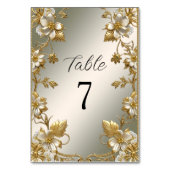 Numéro de table de l'ornat d'or floral blanc (Dos)