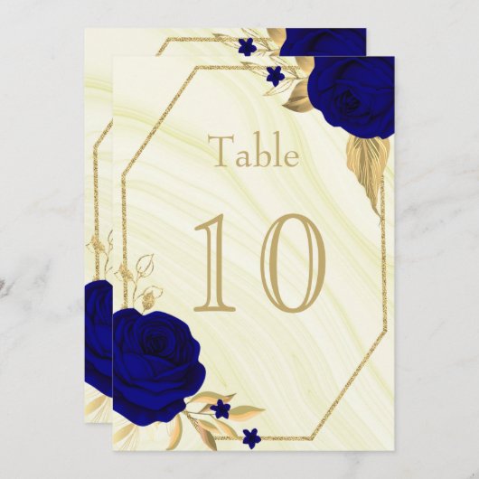 numéro de table de marbre fleuri or royal (Devant / Derrière)