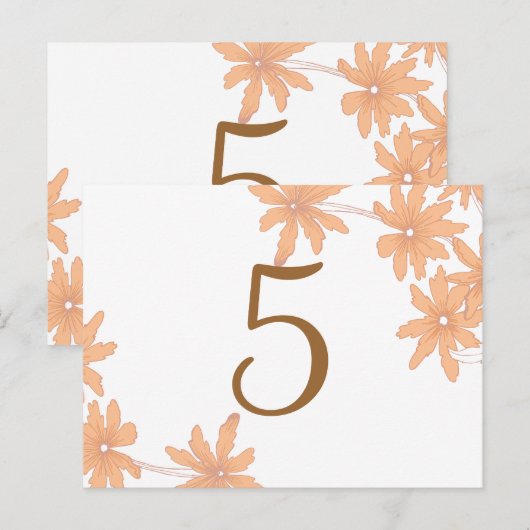 Numéro de table de marguerites orange (Devant / Derrière)