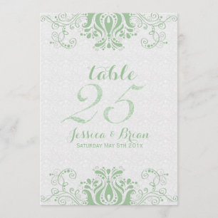 Numéro de table de mariage 2 en dentelle vert clai