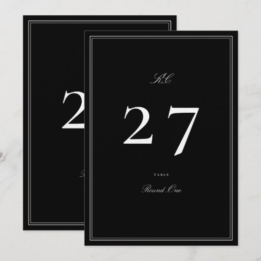Numéro de table de mariage 5 x 7 noir et blanc for (Devant / Derrière)