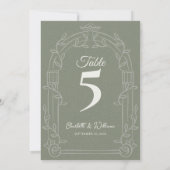 Numéro de Table de Mariage à Arche Ornée Vert Saug (Dos)