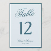Numéro de table de mariage à bordure bleue de viei (Devant)