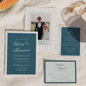 Numéro de table de mariage à bordure bleue de viei