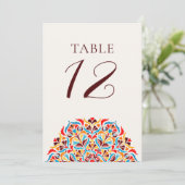 Numéro de table de mariage à bordure florale ivoir (Debout devant)