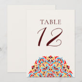 Numéro de table de mariage à bordure florale ivoir (Devant / Derrière)