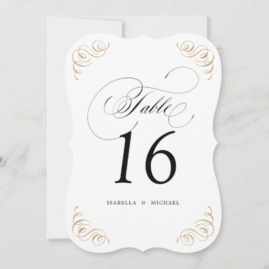 Numéro de table de mariage à calligraphie élégante (Devant)