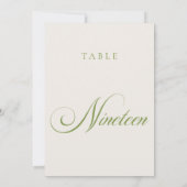 Numéro de table de mariage à calligraphie verte cl (Dos)