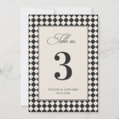 Numéro de table de mariage à carreaux à l'ancienne (Devant)